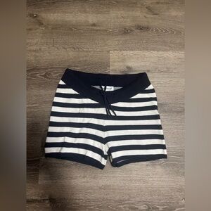 Blue and white striped shorts